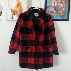 Old Navy Unlined Buffalo Plaid Pea Coat Jacket